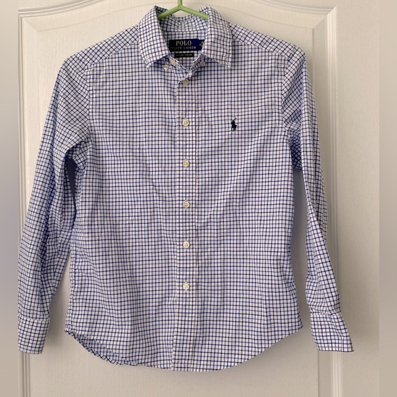 Polo by Ralph Lauren. Size 10/12 Medium. Check pattern. Blue and white. - Picture 1 of 5